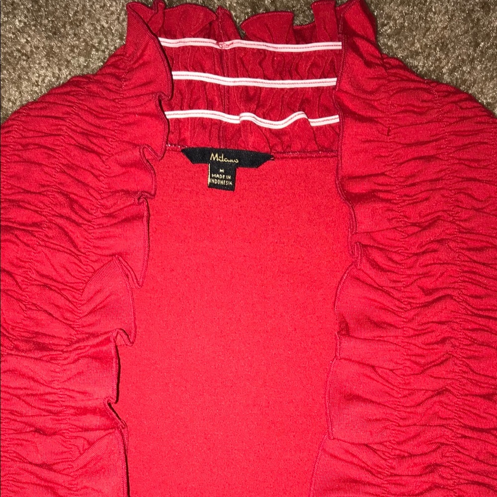 Red Ruffle Open Cardigan - Picture 8 of 8